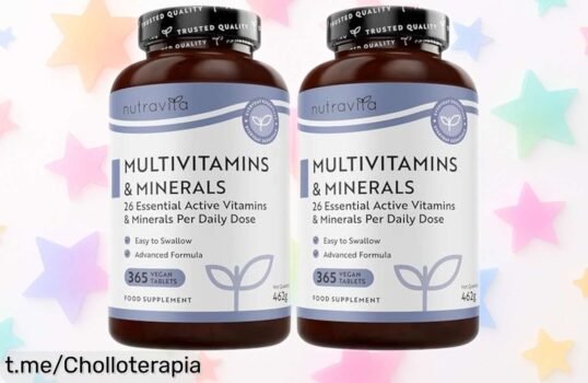 Impresionante pack de 2 botes de multivitaminas veganas Nutravita: impulso diario con 26 vitaminas y minerales a un precio loco que te hará sentir lleno de energía. ¡No lo dejes escapar!