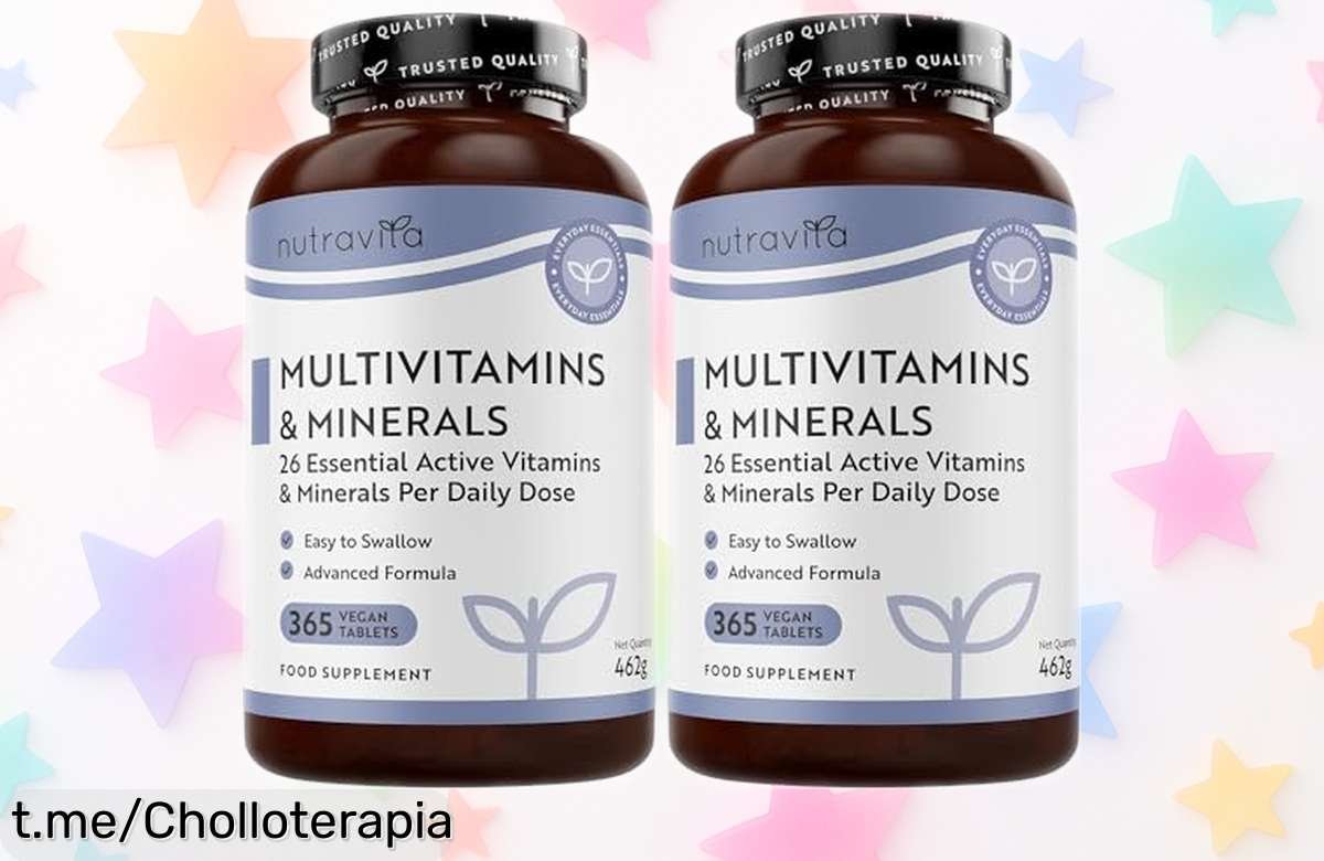 Impresionante pack de 2 botes de multivitaminas veganas Nutravita: impulso diario con 26 vitaminas y minerales a un precio loco que te hará sentir lleno de energía. ¡No lo dejes escapar!