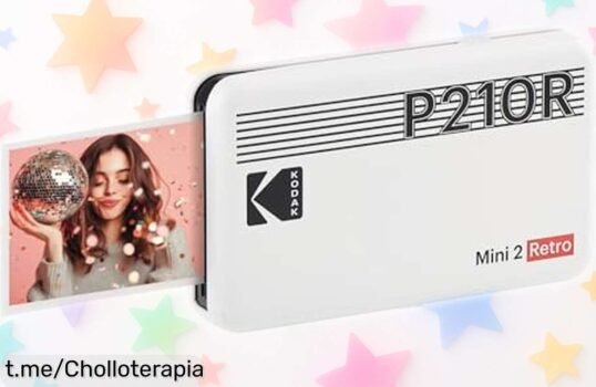 Impresora de fotos portátil Kodak Mini 2 Retro con conexión Bluetooth y chollazo en precio: capta tus recuerdos al instante en papel resistente y personaliza cada foto como quieras.