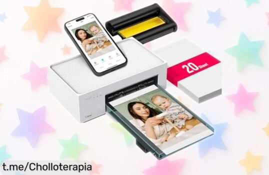 Impresora de fotos portátil Liene Amber M100, chollo increíble con 20 papeles y cartucho incluido: ¡captura tus mejores recuerdos al instante y sin complicaciones!