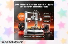 Impulsa tu imaginación con la impresora 3D Anycubic Kobra y 20 kg de filamento PLA, un ofertón que te ayudará a crear sin límites en tu propio taller. ¡No te lo pierdas!