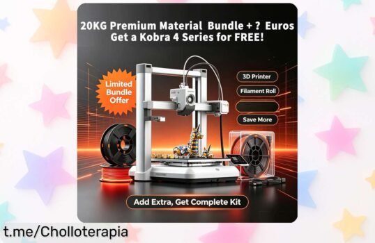 Impulsa tu imaginación con la impresora 3D Anycubic Kobra y 20 kg de filamento PLA, un ofertón que te ayudará a crear sin límites en tu propio taller. ¡No te lo pierdas!