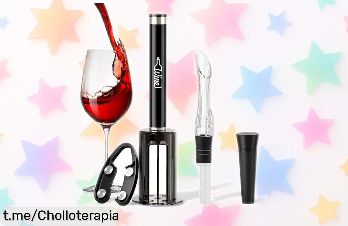 Increíble abridor de vino a presión Quntis: abre corchos en 7 segundos y lleva cortacápsulas y más. ¡No te pierdas este precio loco que hará tus momentos inolvidables!