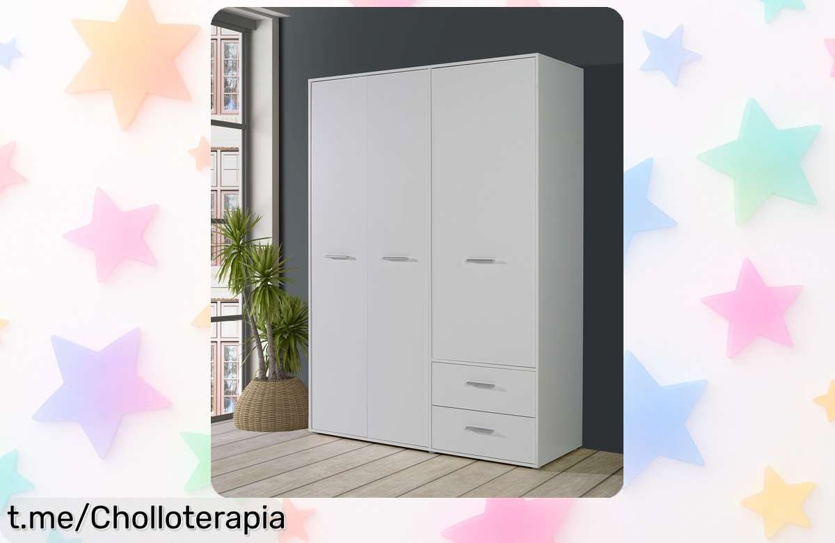 Increíble armario MOKARIS con puertas y 2 cajones a un precio increíblemente bajo: aprovecha ya esta oferta para mantener tu hogar ordenado y feliz.