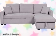 Increíble chaise longue con cama reversible LUCY, el sofá-cama práctico que te cambiará la vida y ahora a un precio de ganga que no podrás creer. ¡No te quedes sin él!