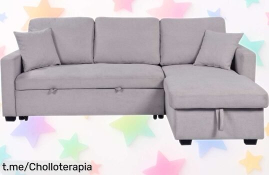 Increíble chaise longue con cama reversible LUCY, el sofá-cama práctico que te cambiará la vida y ahora a un precio de ganga que no podrás creer. ¡No te quedes sin él!
