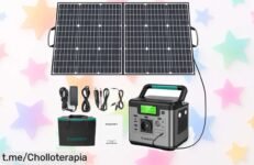 Increíble estación de energía portátil SWAREY S500 Pro con panel solar; tu mejor aliado para nunca quedarte sin luz, ¡aprovecha este chollo antes que se agote!