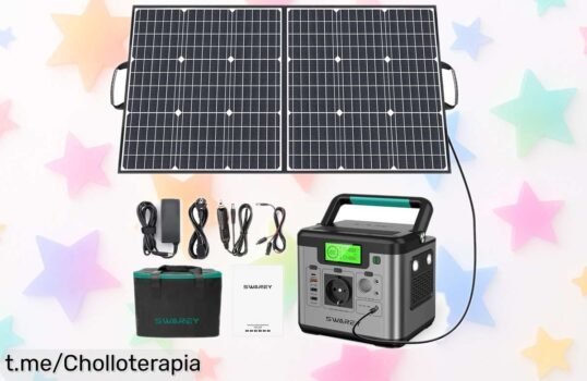 Increíble estación de energía portátil SWAREY S500 Pro con panel solar; tu mejor aliado para nunca quedarte sin luz, ¡aprovecha este chollo antes que se agote!