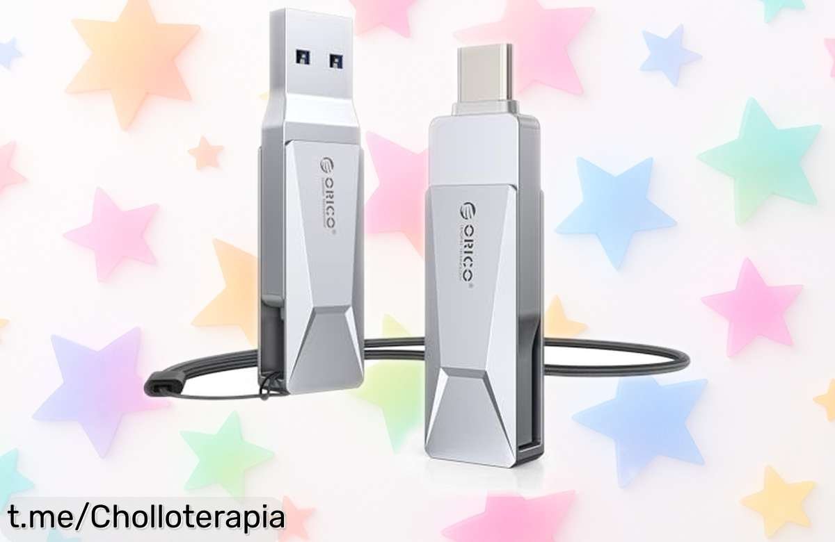 Increíble memoria USB de 128 GB ORICO CB05 con doble conexión USBA y USBC, perfecta para transferir archivos velozmente: precio loco en formato metálico y resistente, ¡no te lo pierdas!