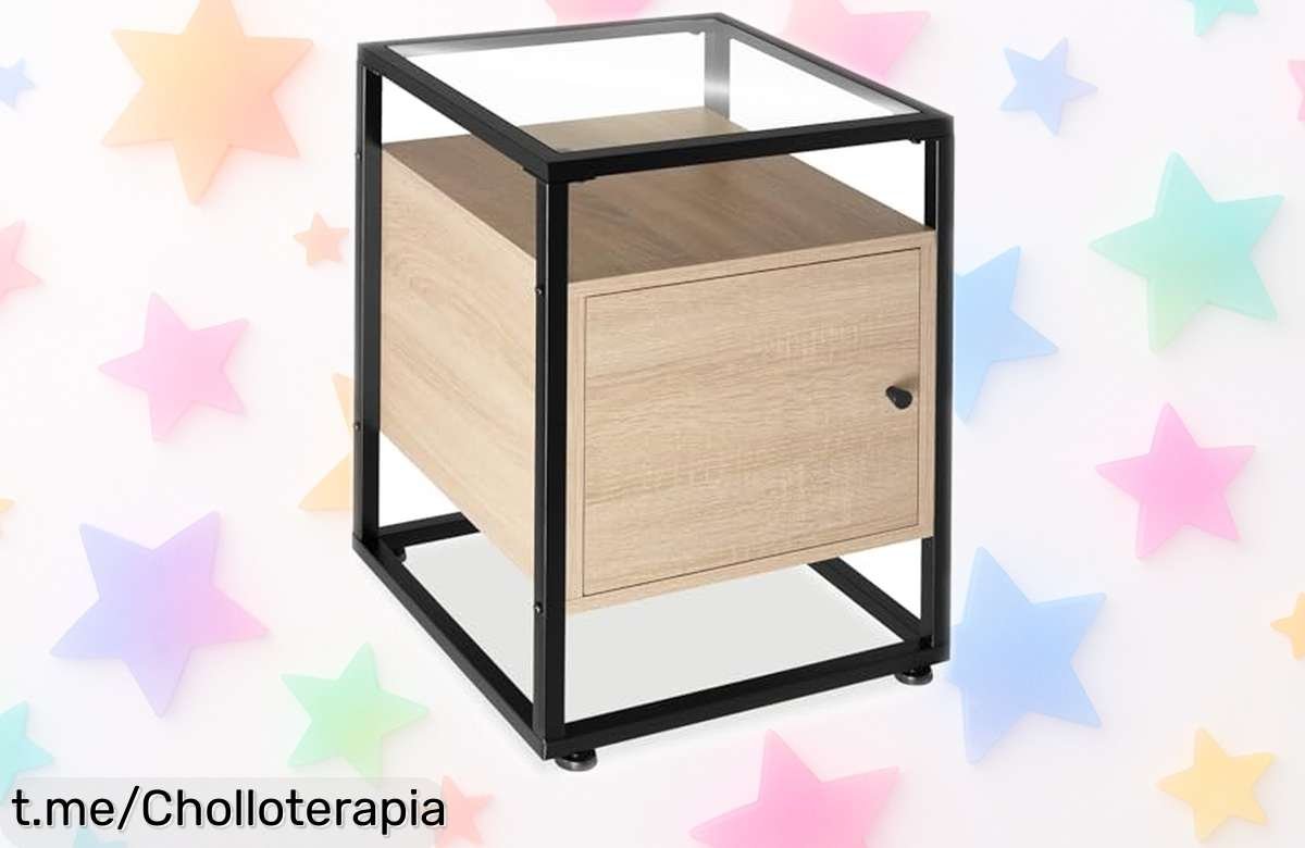 Increíble mesita de noche tectake: elegancia industrial con puerta magnética ¡llega a tu hogar para dar un aire moderno ya! Aprovecha el precio loco y hazla tuya hoy mismo.