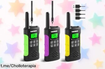 Increíble pack de 3 walkie talkies recargables USBC para todos, comunicación a hasta 3 km y botón SOS ¡aprovéchalo antes que se acaben!