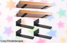 Increíble pack de 4 soportes para baldas flotantes en hierro grueso: calidad máxima y carga impresionante, ¡no te lo pierdas! Así tu hogar brilla al mejor precio.