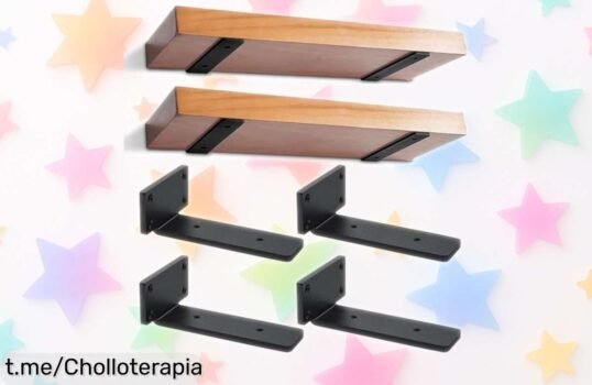 Increíble pack de 4 soportes para baldas flotantes en hierro grueso: calidad máxima y carga impresionante, ¡no te lo pierdas! Así tu hogar brilla al mejor precio.