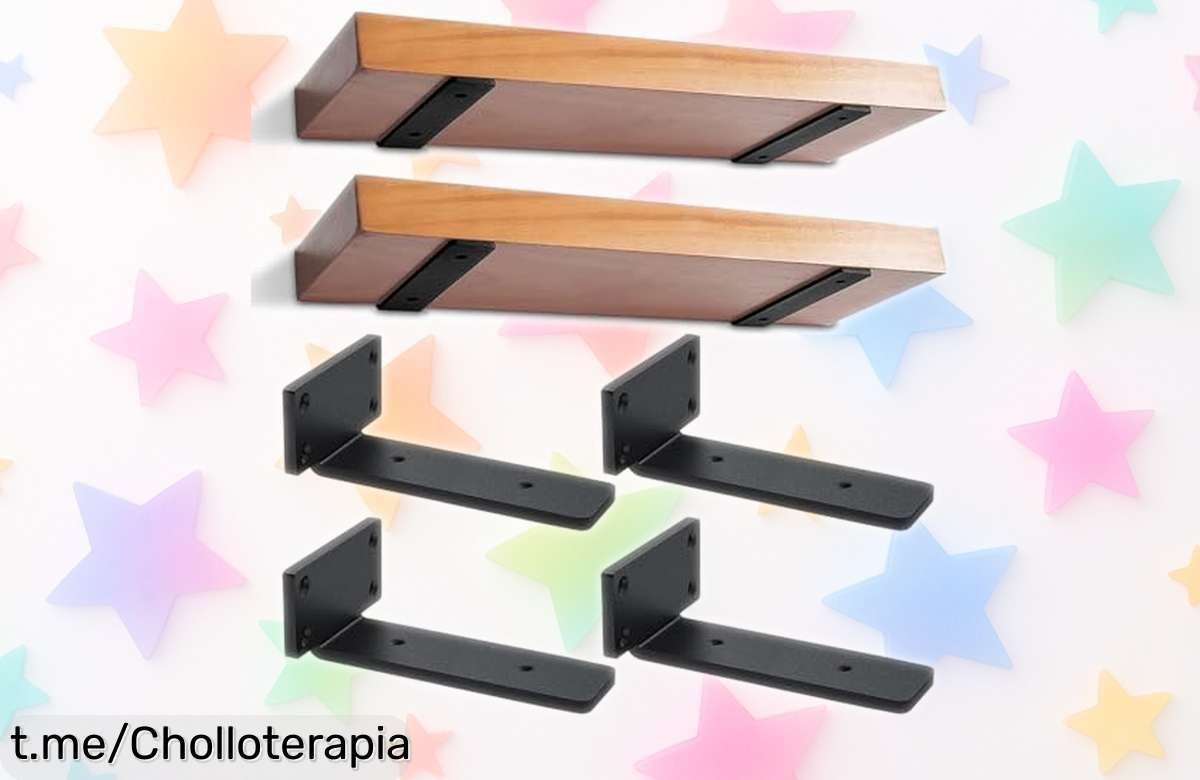 Increíble pack de 4 soportes para baldas flotantes en hierro grueso: calidad máxima y carga impresionante, ¡no te lo pierdas! Así tu hogar brilla al mejor precio.