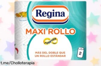 Increíble papel de cocina Regina Maxi Rollo, ¡pack de 2 rollos que equivale a 6! Absorción total para mantener tu cocina impecable y siempre lista. No te lo pierdas, siente la diferencia ahora mismo.