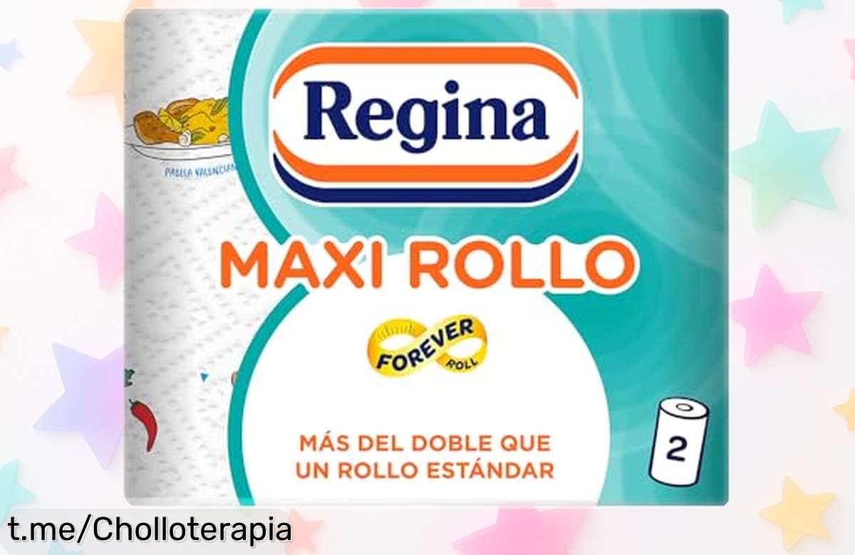 Increíble papel de cocina Regina Maxi Rollo, ¡pack de 2 rollos que equivale a 6! Absorción total para mantener tu cocina impecable y siempre lista. No te lo pierdas, siente la diferencia ahora mismo.