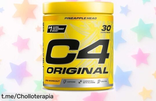 Increíble preentreno en polvo C4 Original de piña, energía explosiva para tus entrenos con 30 raciones sin azúcar: precios locos que no te puedes perder.