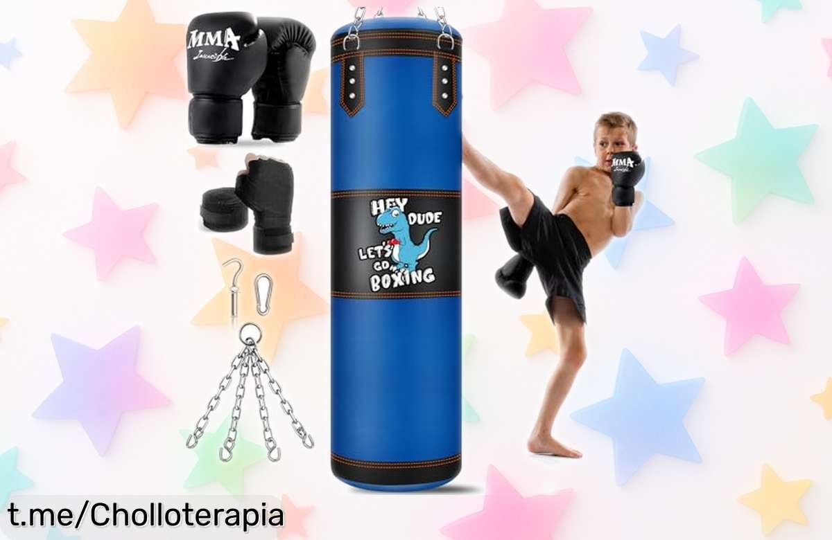 Increíble saco de boxeo infantil con set completo: diversión y entrenamiento para tus peques a un precio loco que no podrás dejar escapar. ¡Hazles sentir como campeones ya!