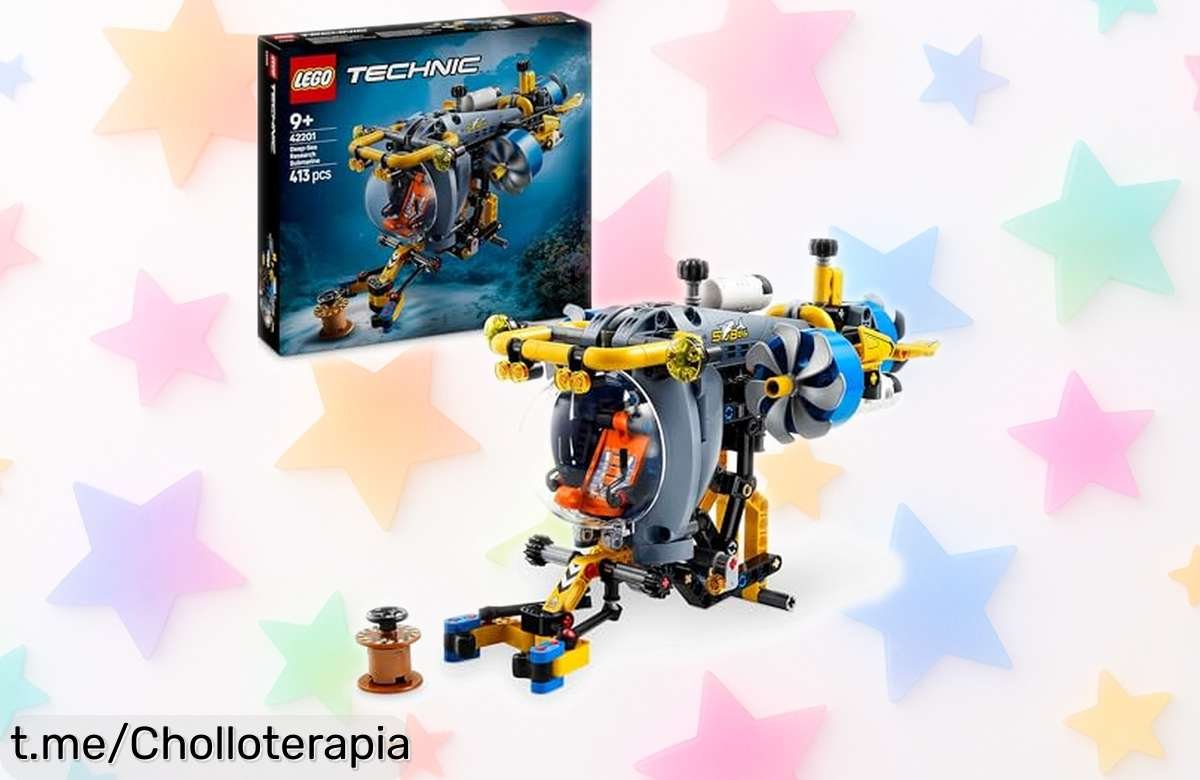 Increíble submarino LEGO Technic 42201 con hélices giratorias y brazo prensil ¡Un chollazo perfecto para explorar el mundo marino jugando!