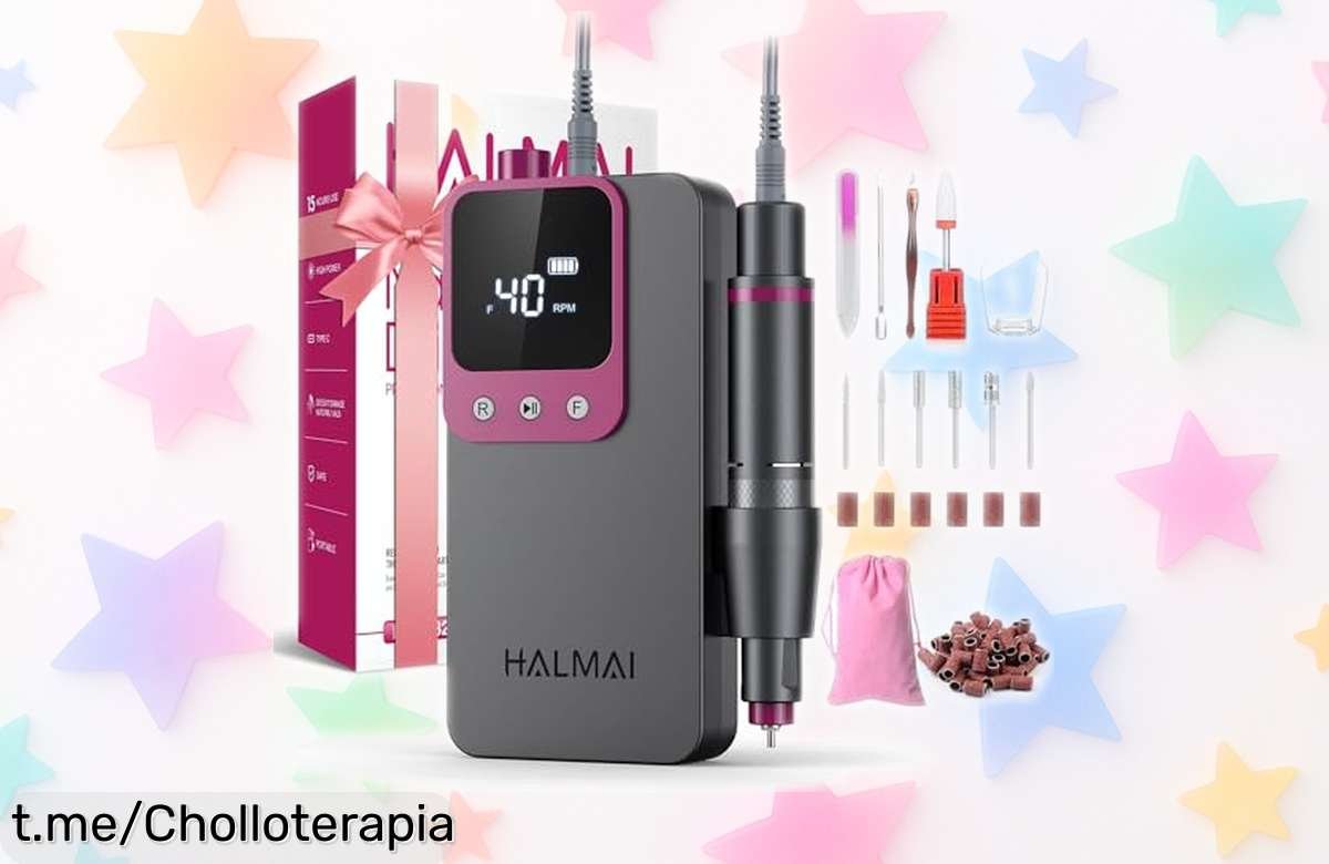 Increíble taladro eléctrico inalámbrico HALMAI HMC320 con 40.000 RPM y pantalla LCD, ¡saca las uñas de salón sin salir de casa! Aprovecha este súper chollo antes que se agote.