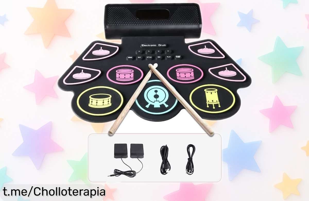 Increíble tambor electrónico portátil Coolmusic EDrum, ¡rebajado y listo para que toques sin parar hasta 12 horas! No dejes pasar esta oportunidad única y desata tu talento musical.