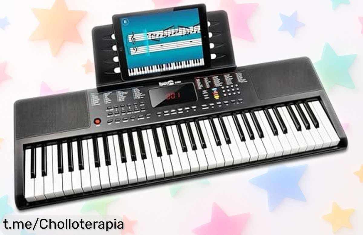 Increíble teclado RockJam de 61 teclas con soporte y lecciones, ¡aprovecha este rebajón y empieza a tocar tus canciones favoritas ya!