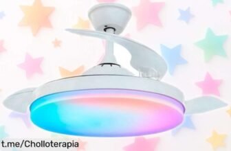 Increíble ventilador de techo Bilake Tahití con luz RGB y mando, ¡rebajado a un precio loco! Dale ritmo a tu casa mientras ahorras. No te lo pierdas, es una oportunidad única para iluminar y refrescar tus espacios.