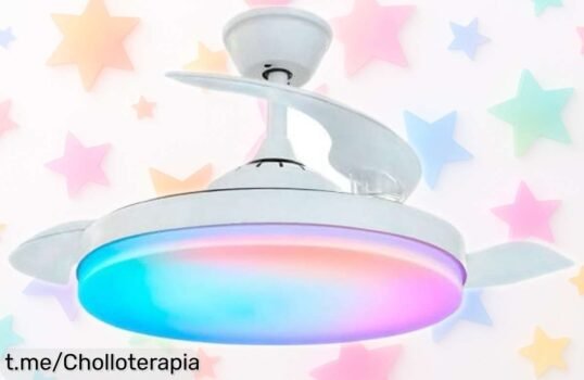 Increíble ventilador de techo Bilake Tahití con luz RGB y mando, ¡rebajado a un precio loco! Dale ritmo a tu casa mientras ahorras. No te lo pierdas, es una oportunidad única para iluminar y refrescar tus espacios.