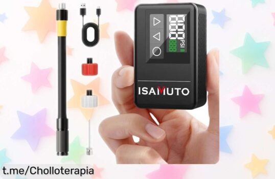 Inflador eléctrico portátil para bici con pantalla digital: consigue neumáticos listos en segundos a un precio loco, ¡no dejes pasar este chollazo que hará tu vida más fácil!