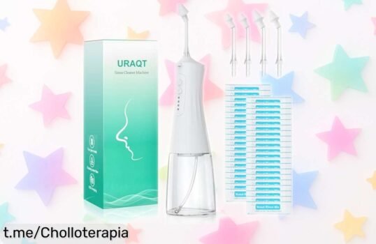 Irrigador nasal eléctrico URAQT con 40 sales y 4 boquillas: chollazo irresistible para respirar sin problemas, ¡aprovéchalo antes de que se agote!
