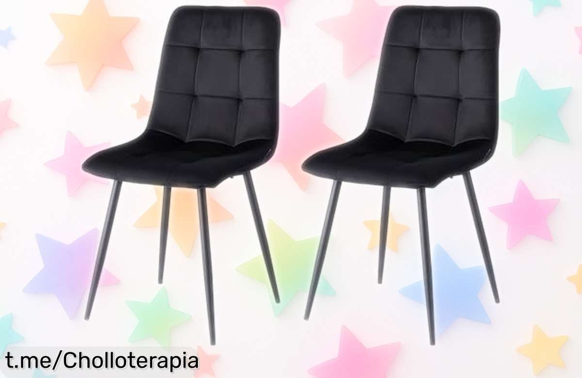 Juego de 2 sillas GrandCA HOME, estilo moderno y confort en terciopelo: ¡Ofertón con precio rebajado que no querrás dejar escapar para tu hogar!