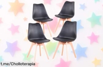 Juego de 4 sillas de comedor BenyLed: diseño moderno y patas de madera a un precio rebajado que embellecerá tu hogar. ¡No pierdas esta oportunidad única para renovar tu espacio!