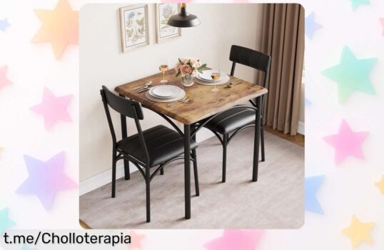 Juego de comedor de 3 piezas para 2 personas, mesa compacta y sillas acolchadas a un precio loco que te hará disfrutar cada desayuno. ¡No dejes pasar esta super oferta!