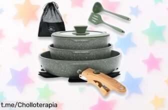 Juego de sartenes antiadherentes de 10 piezas con mango desmontable, tu oportunidad perfecta para renovar la cocina y hacer que cocinar sea un placer sin complicaciones.