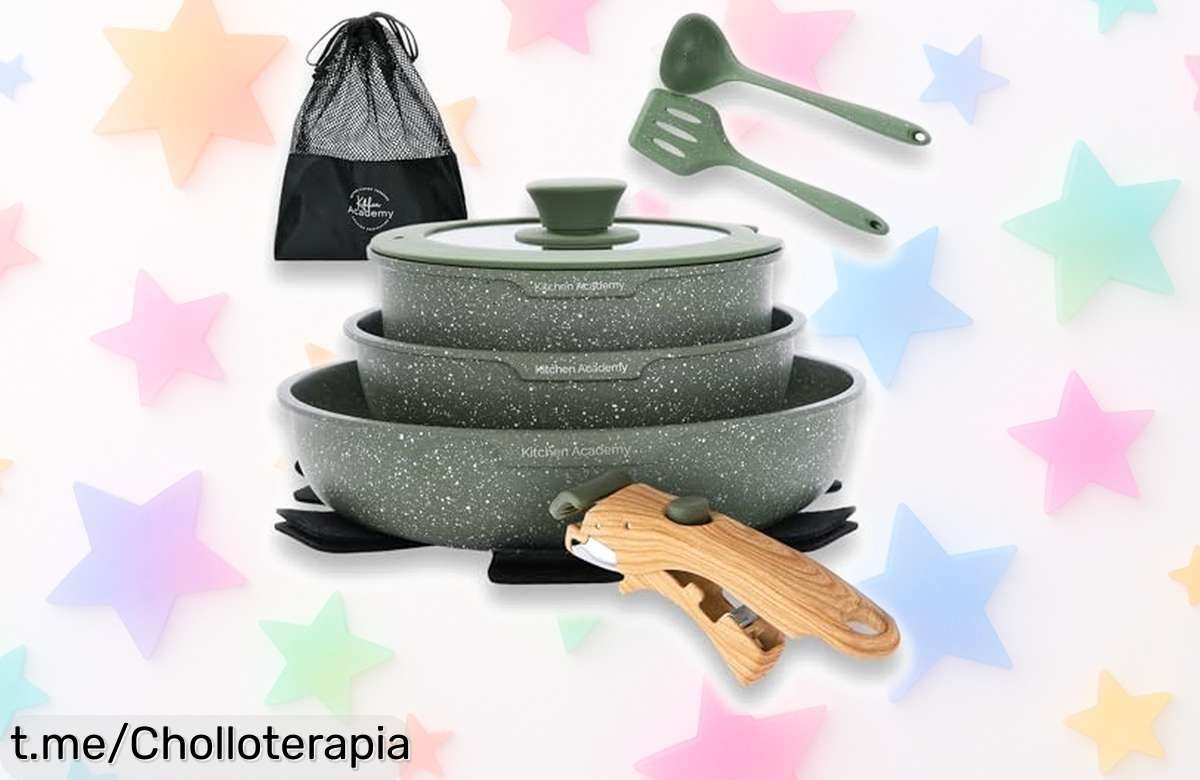 Juego de sartenes antiadherentes de 10 piezas con mango desmontable, tu oportunidad perfecta para renovar la cocina y hacer que cocinar sea un placer sin complicaciones.