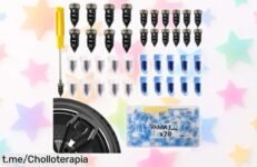 Kit antipinchazos para coche y moto con 70 tornillos: reparación rápida y fácil para seguir la aventura, ¡no dejes que un pinchazo te pare!
