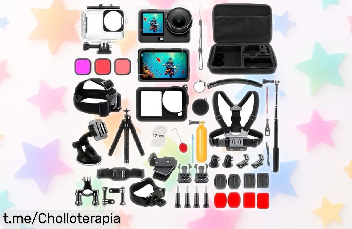 Kit de accesorios Saprdii para DJI Osmo Action 5, 4 y 3: ¡cámara lista para la aventura submarina hasta 70 m! Prepárate a capturar recuerdos increíbles con este chollazo total.