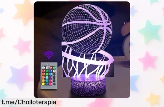Lámpara 3D de baloncesto JOLLYEEP, transforma la habitación en un paraíso mágico con 16 colores y mando a distancia. ¡No te pierdas este precio loco que hará feliz a cualquier pequeño!