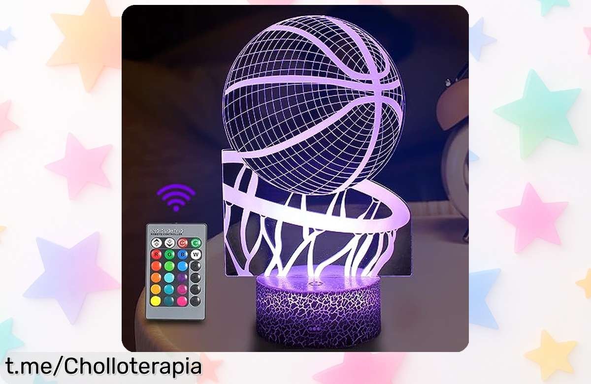 Lámpara 3D de baloncesto JOLLYEEP, transforma la habitación en un paraíso mágico con 16 colores y mando a distancia. ¡No te pierdas este precio loco que hará feliz a cualquier pequeño!