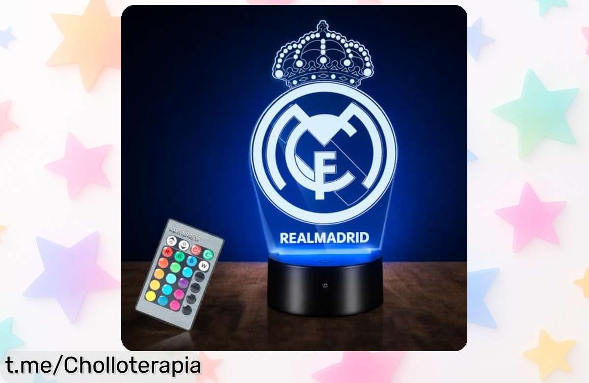 Lámpara 3D de fútbol Madrid, el regalo perfecto con 16 colores y luz LED suave a un precio brutal que hará brillar la habitación de tus peques. ¡No te quedes sin ella!