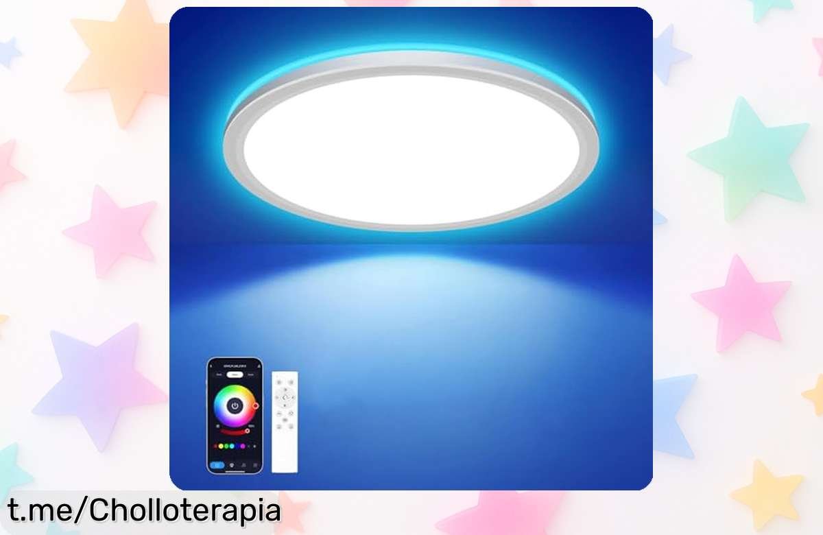 Lámpara LED de techo inteligente Hepside, ¡ahora puedes cambiar el ambiente a tu antojo! Aprovecha este precio de escándalo y dale color a tus días ya mismo.