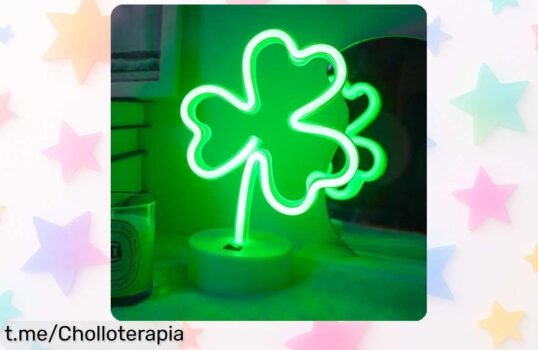 Lámpara de neón con trébol de la suerte que dará alegría a tu habitación. ¡No te quedes sin este super chollo para tus fiestas y sorpresas!