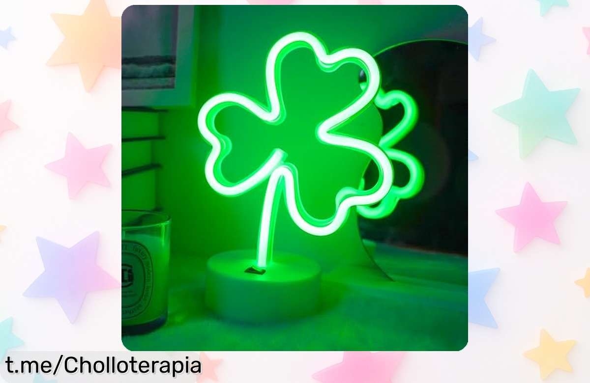 Lámpara de neón con trébol de la suerte que dará alegría a tu habitación. ¡No te quedes sin este super chollo para tus fiestas y sorpresas!