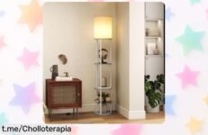 Lámpara de pie HOMCOM con 3 estantes y luz regulable: ¡ofertón exclusivo que embellece tu hogar en un abrir y cerrar de ojos! Hazla tuya antes que desaparezca.