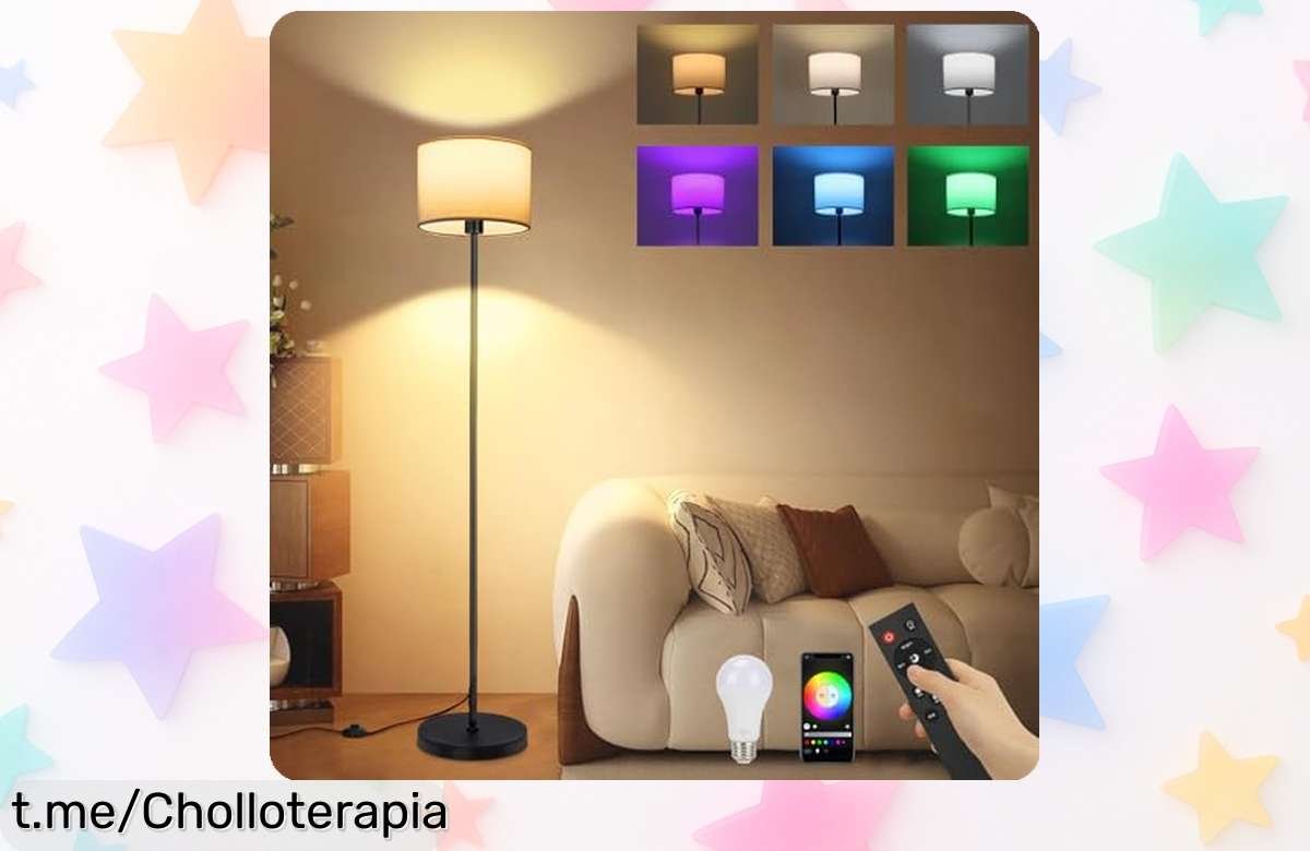 Lámpara de pie regulable Winverty para el salón: transforma tu espacio con 16 millones de colores y un control súper fácil. Aprovecha este chollazo que cambiará la vibra de tu hogar.