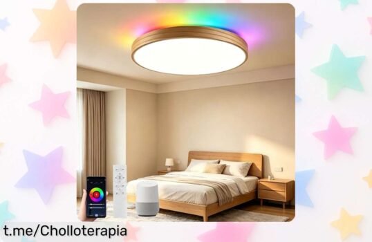 Lámpara de techo LED Horevo 28W RGB y blanca, un super chollo para iluminar tu hogar con estilo gracias a su control por app Tuya y mando a distancia. ¡No te quedes sin la tuya!