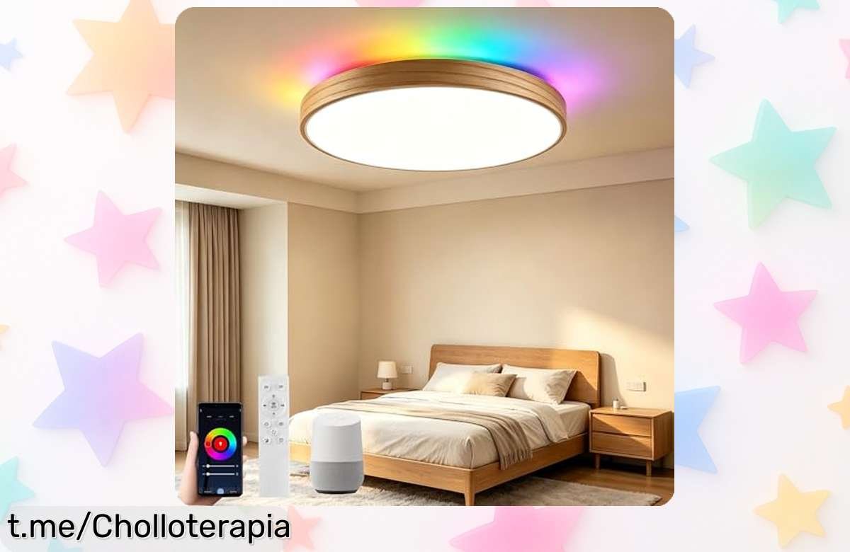 Lámpara de techo LED Horevo 28W RGB y blanca, un super chollo para iluminar tu hogar con estilo gracias a su control por app Tuya y mando a distancia. ¡No te quedes sin la tuya!