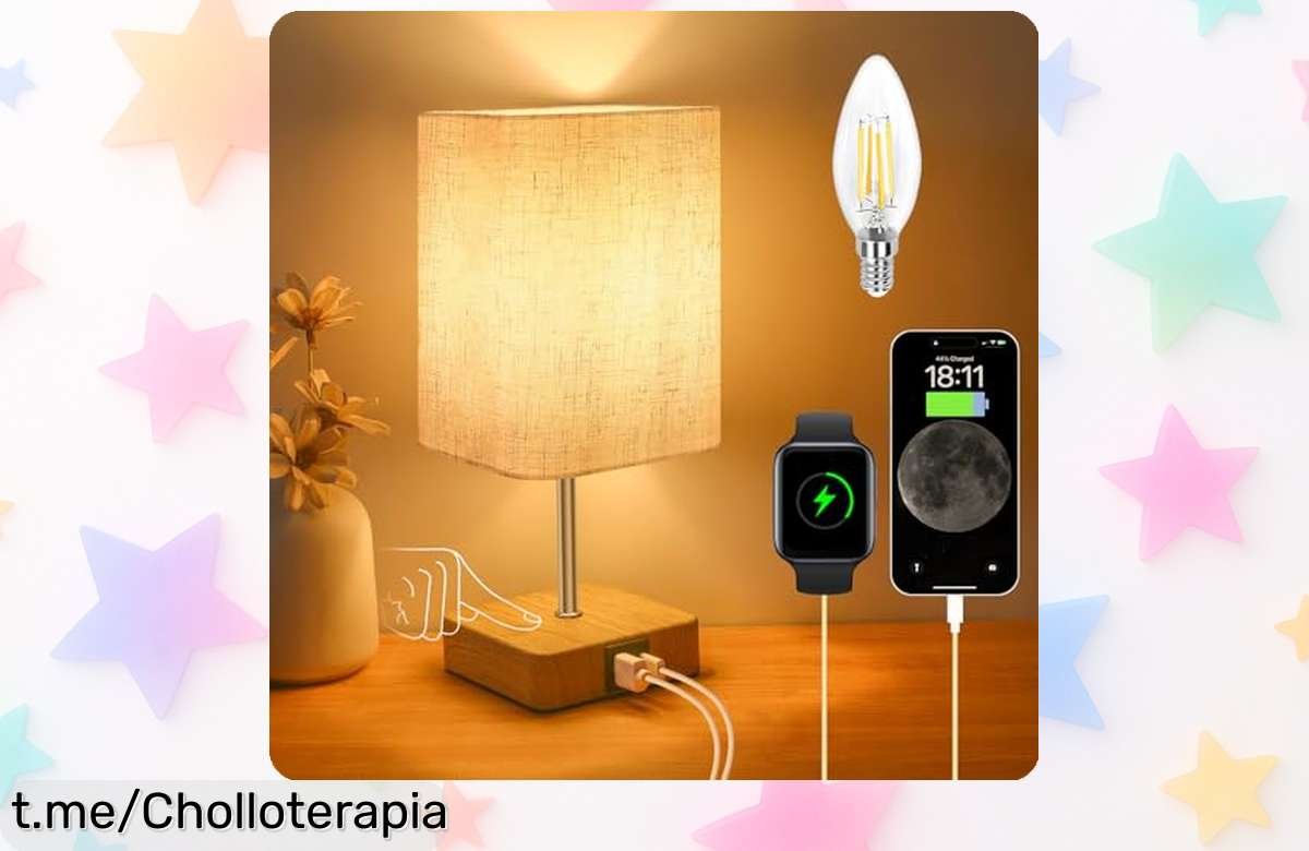 Lámpara táctil Jayencer con 3 brillos y carga USB, el chollazo elegante que iluminará tus noches y cargará tu móvil mientras descansas. ¡No dejes pasar esta oferta única!