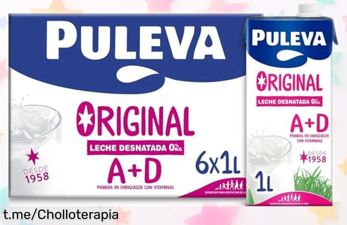 Leche desnatada Puleva Original con vitaminas A y D, pack de 6 briks por un precio de ganga que hará sonreír a tu despensa. ¡No te quedes sin el tuyo!