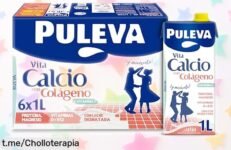 Leche desnatada Puleva con calcio y colágeno: ¡super chollo con pack 6x1L para fortalecer tus huesos, músculos y sentirte genial! Aprovecha esta oferta antes de que se acabe.